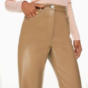 Women's Tan High-Waisted Pants Leather Melina Brown Pants ARITZIA full lengthh